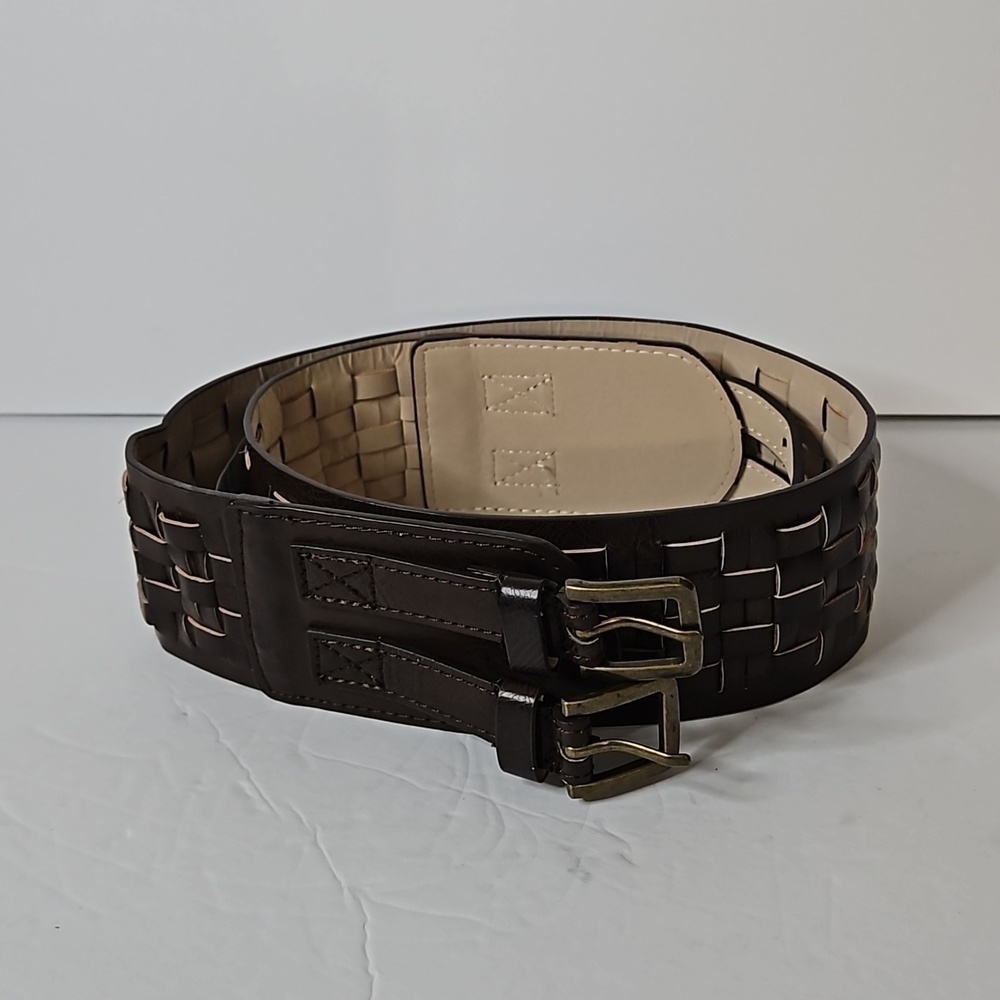 Double Buckle Wide Belt Sz M Brown  NWT